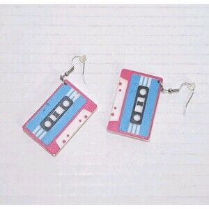 Retro Mixtape Earrings 70's 80's 90's Themed Party Cassette Tape Jewelry Earring